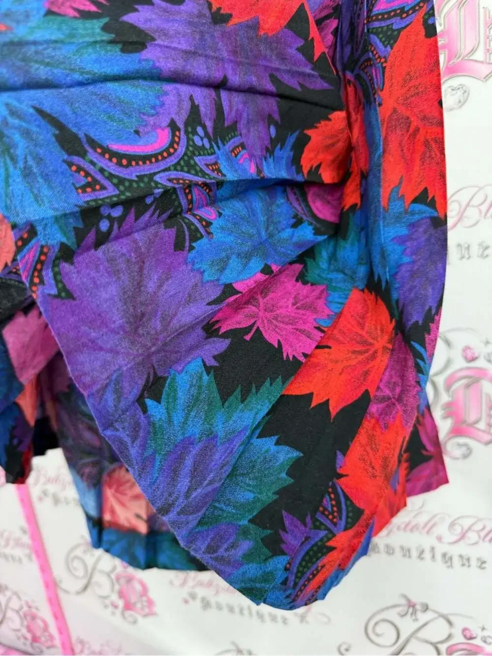 FAROUCHE set Vintage top & Floral Pleated Skirt - Multicolor retro 2 piece